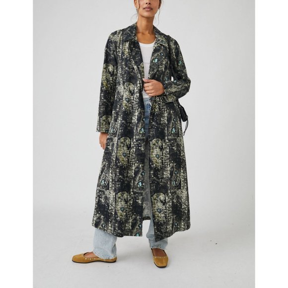 🎉LAST CHANCE🎉 FREE PEOPLE Rae Printed Duster / Washed Black Combo - Picture 5 of 6